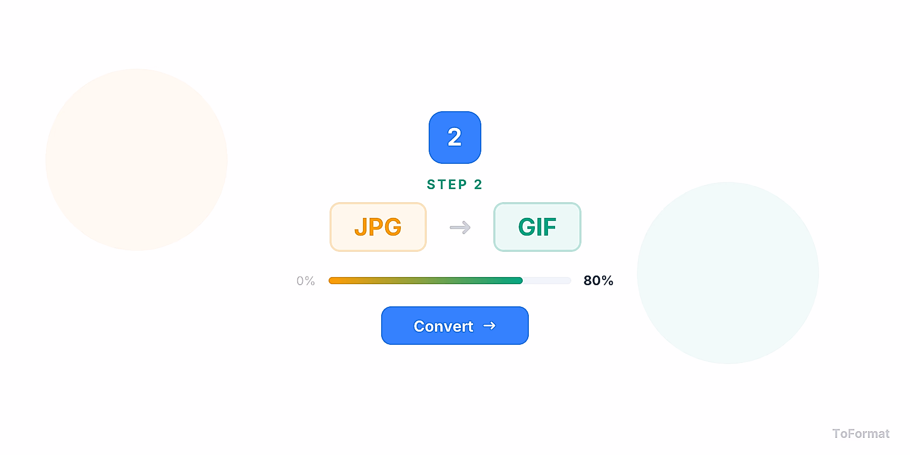 Step 2 — converting JPG to GIF, quality settings for JPG to GIF on ToFormat