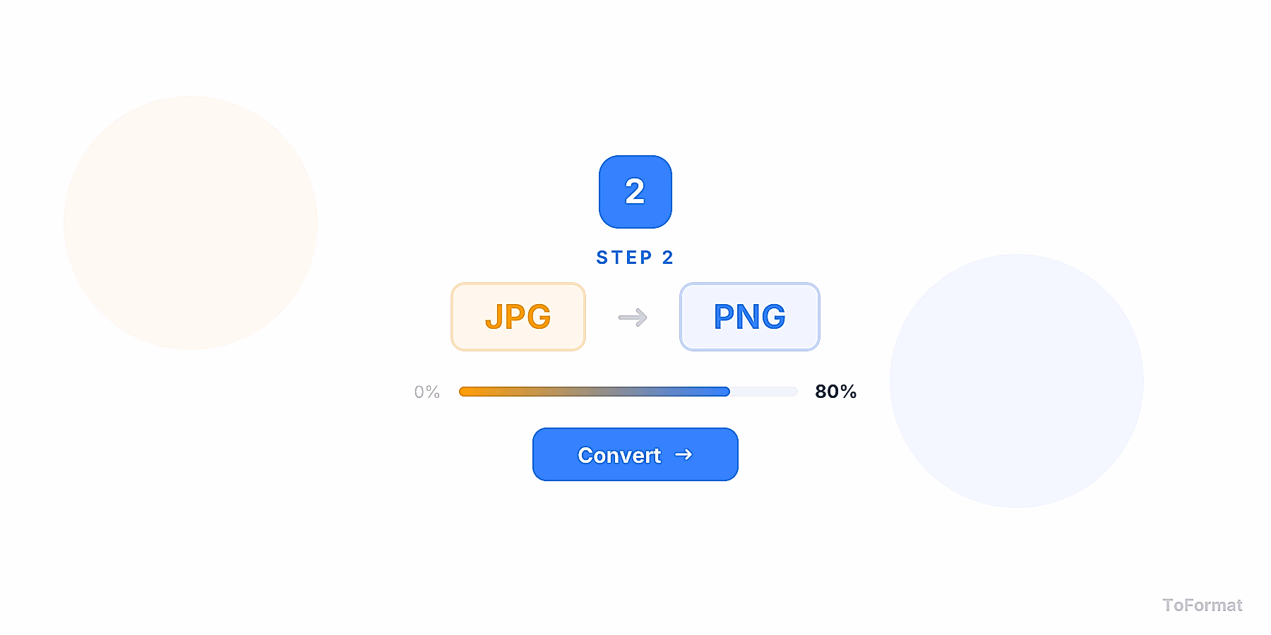 Step 2 — converting JPG to PNG, quality settings for JPG to PNG on ToFormat
