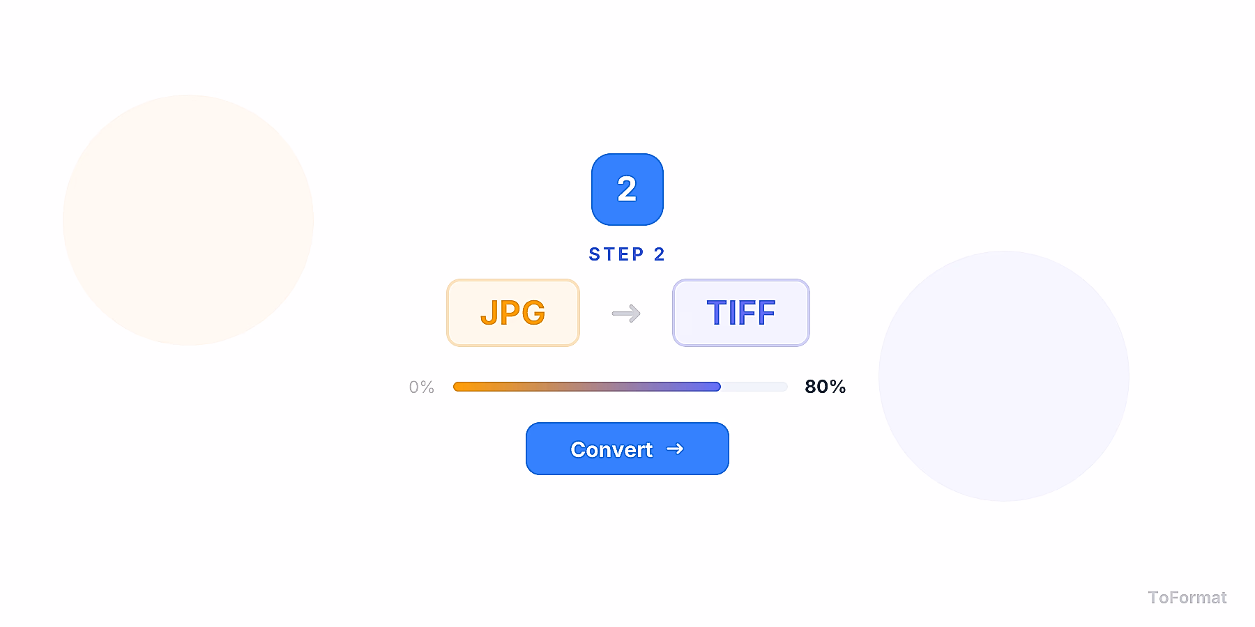 Step 2 — converting JPG to TIFF, quality settings for JPG to TIFF on ToFormat