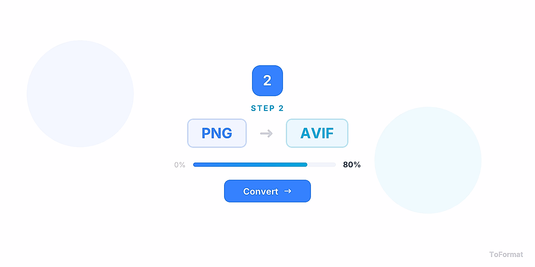 Step 2 — converting PNG to AVIF, quality settings for PNG to AVIF on ToFormat