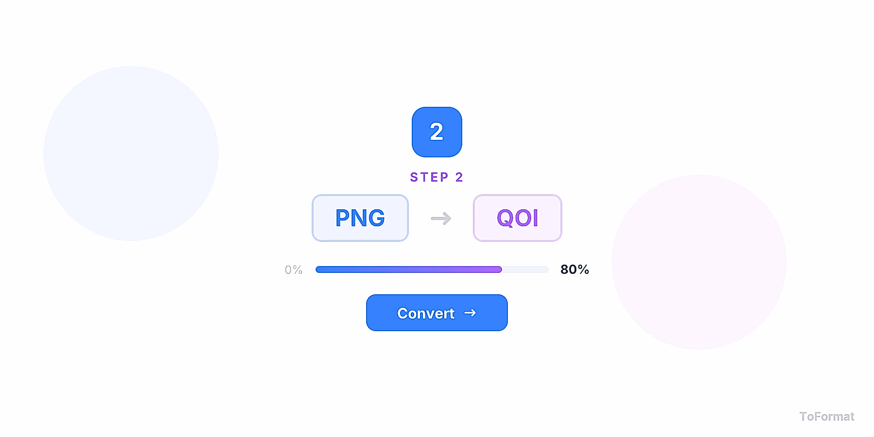 Step 2 — converting PNG to QOI, quality settings for PNG to QOI on ToFormat