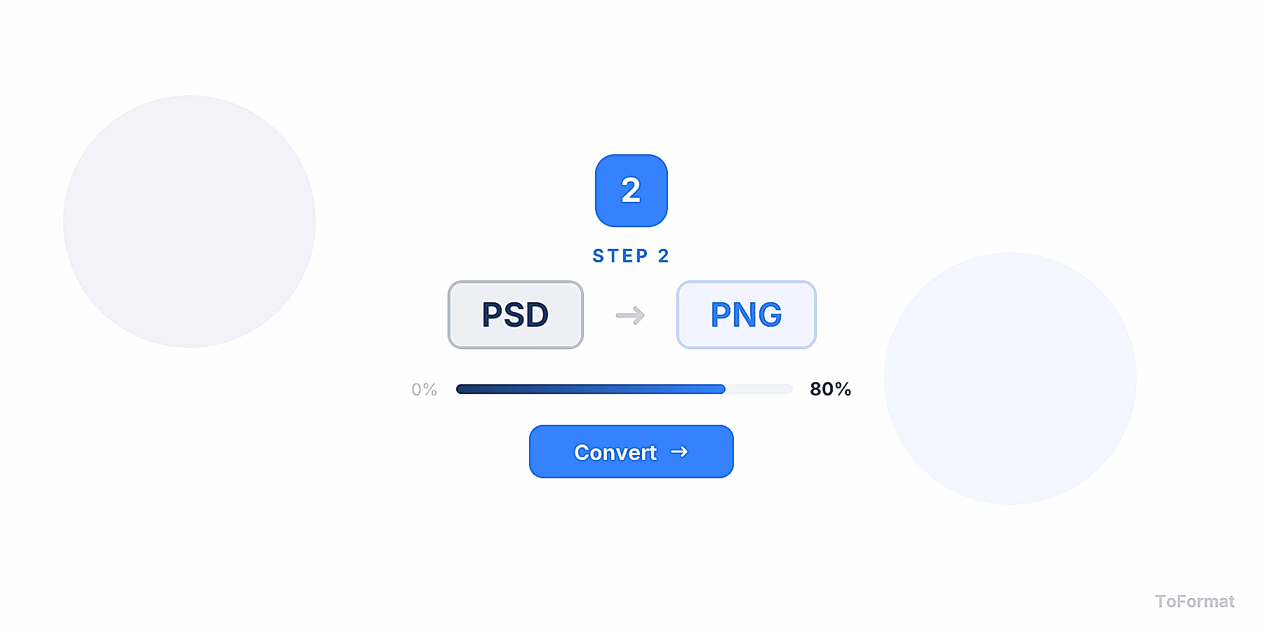 Step 2 — converting PSD to PNG, quality settings for PSD to PNG on ToFormat