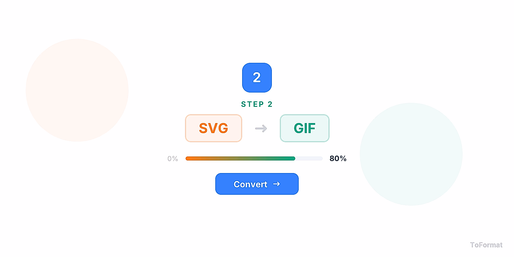 Step 2 — converting SVG to GIF, quality settings for SVG to GIF on ToFormat