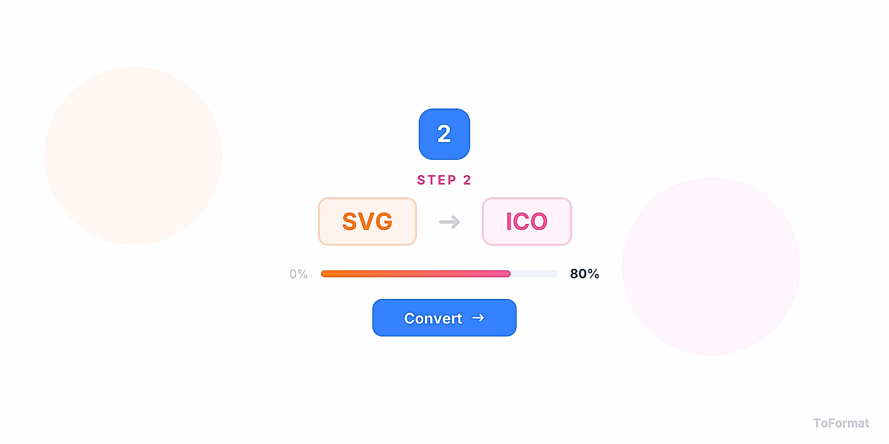Step 2 — converting SVG to ICO, quality settings for SVG to ICO on ToFormat
