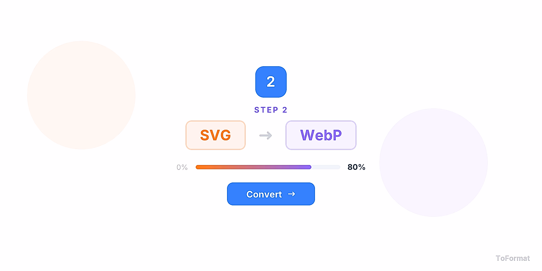 Step 2 — converting SVG to WEBP, quality settings for SVG to WEBP on ToFormat