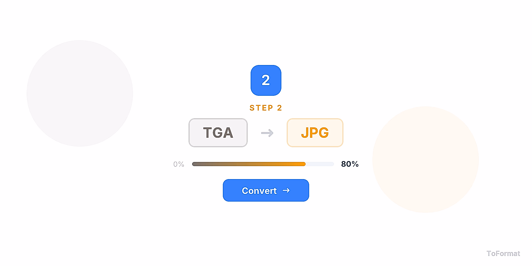 Step 2 — converting TGA to JPG, quality settings for TGA to JPG on ToFormat