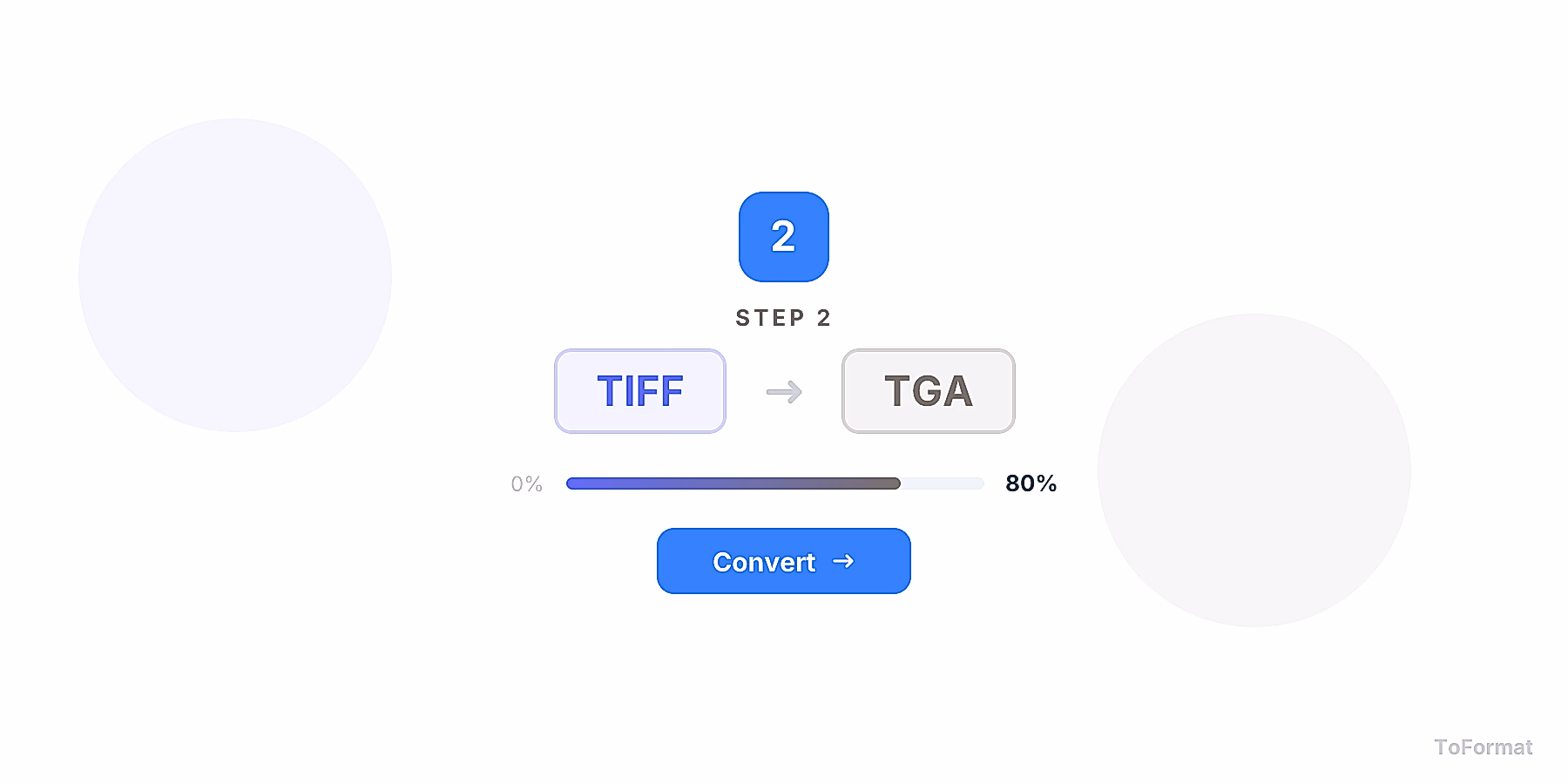 Step 2 — converting TIFF to TGA, quality settings for TIFF to TGA on ToFormat