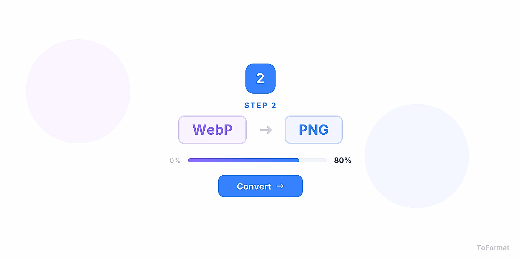 Step 2 — converting WEBP to PNG, quality settings for WEBP to PNG on ToFormat