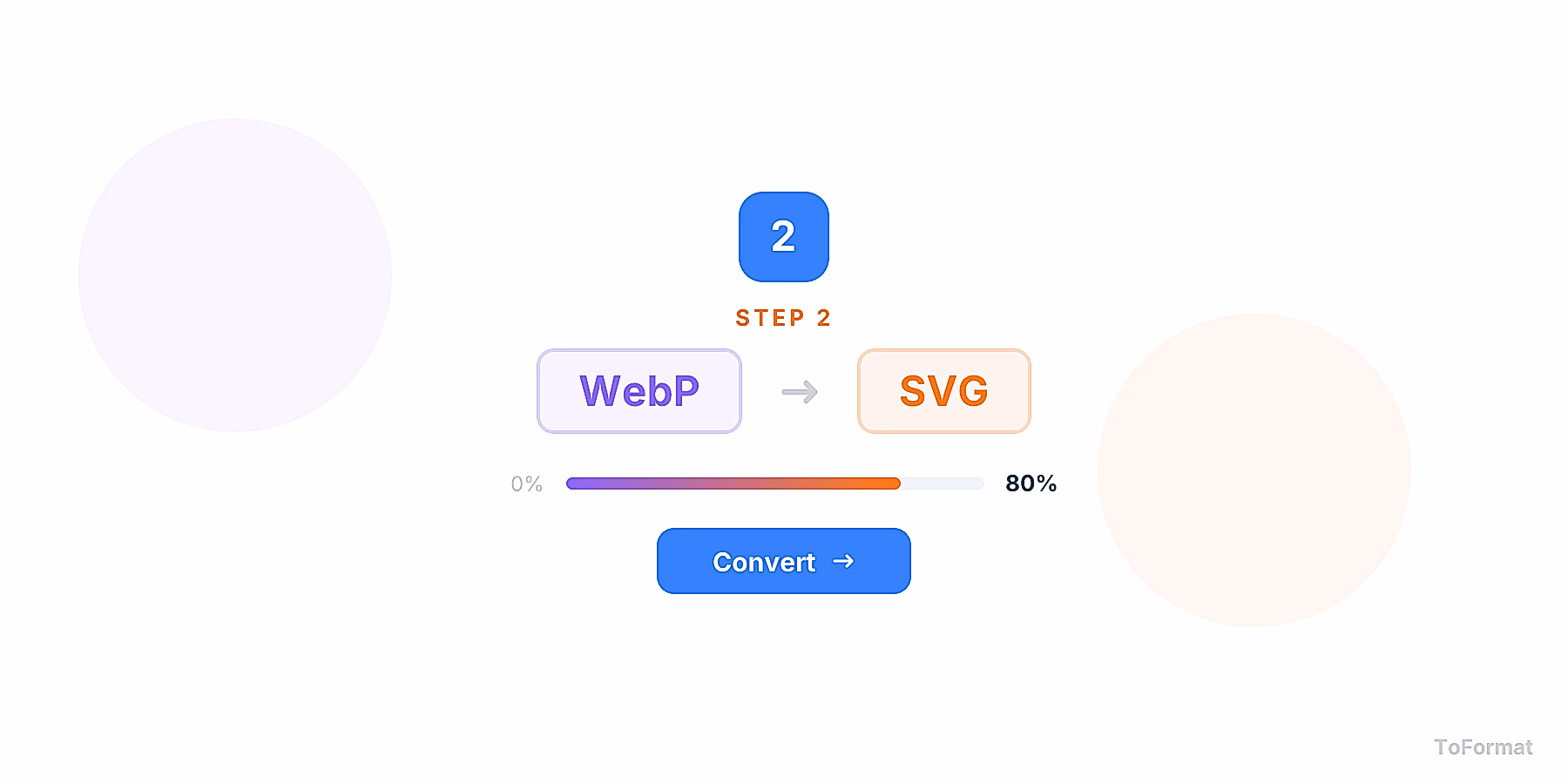 Step 2 — converting WEBP to SVG, quality settings for WEBP to SVG on ToFormat