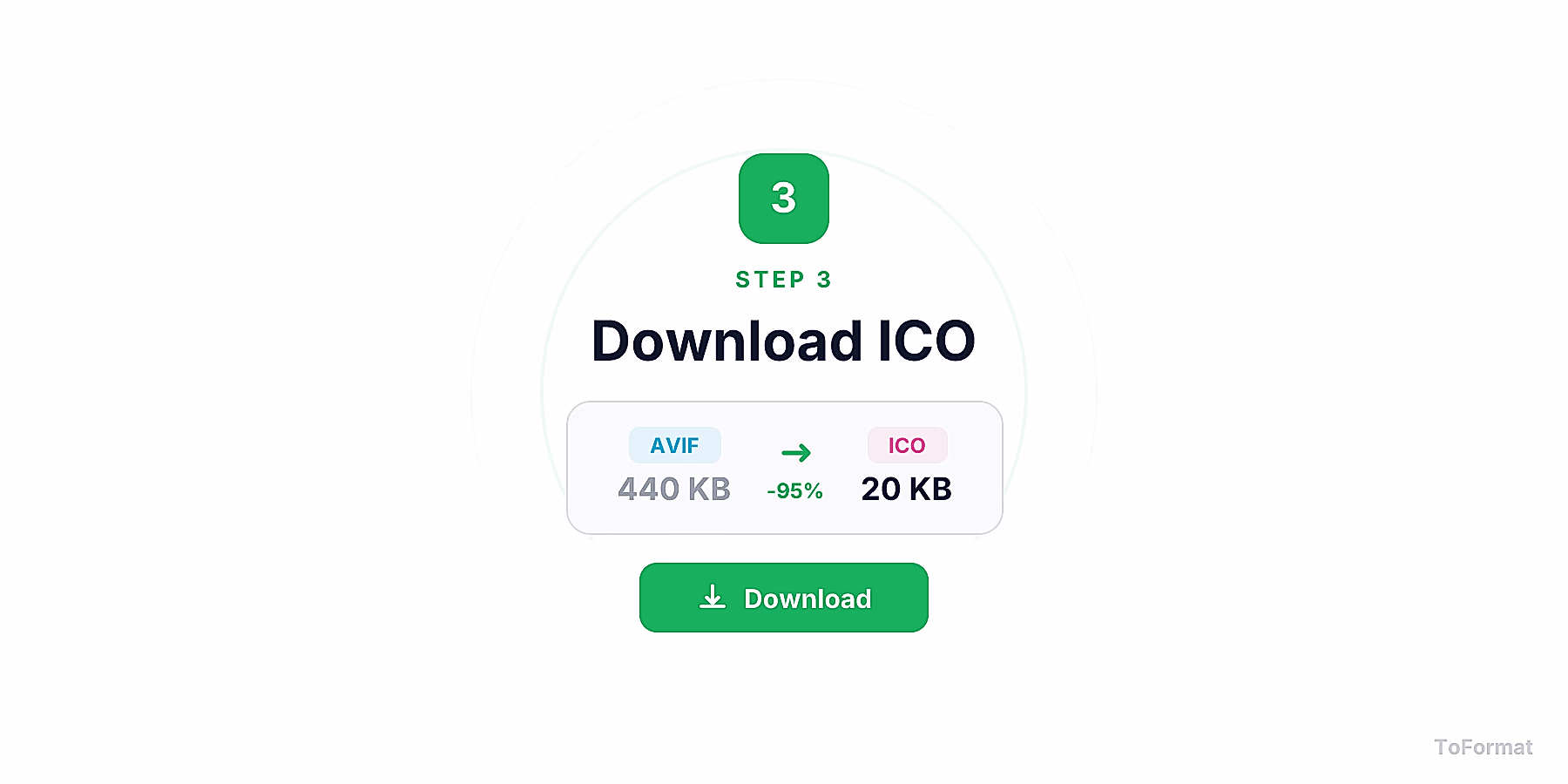 Step 3 — downloading converted ICO file after AVIF to ICO conversion on ToFormat