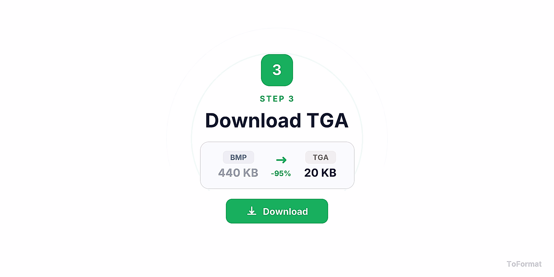 Step 3 — downloading converted TGA file after BMP to TGA conversion on ToFormat