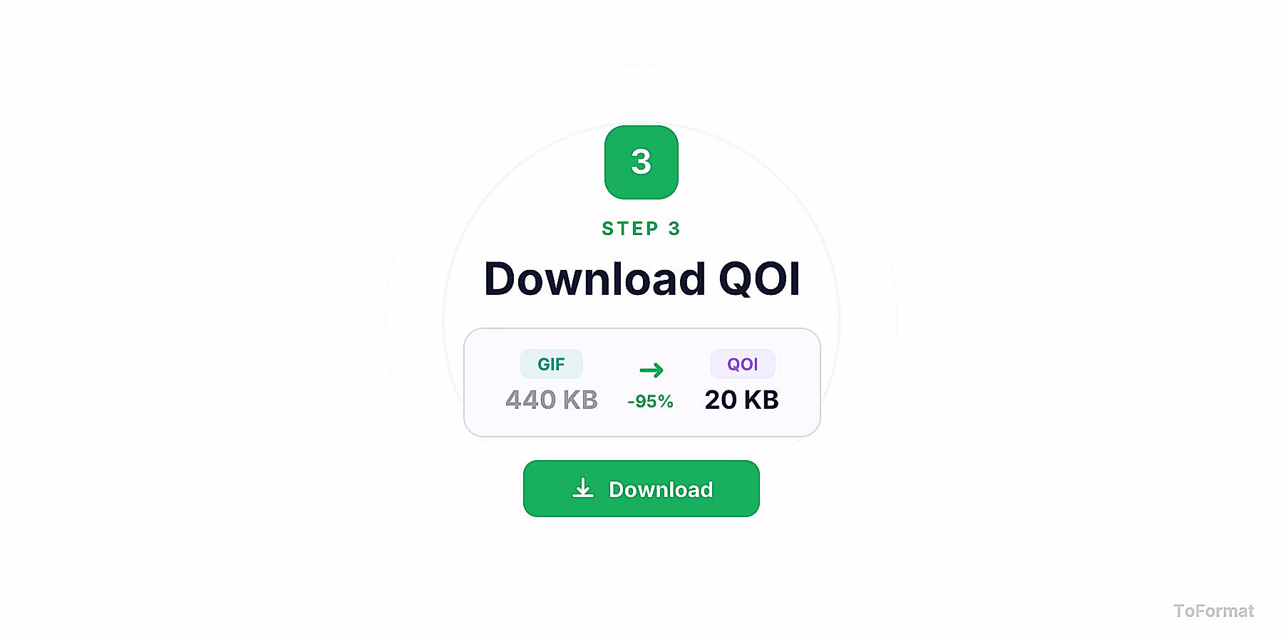 Step 3 — downloading converted QOI file after GIF to QOI conversion on ToFormat