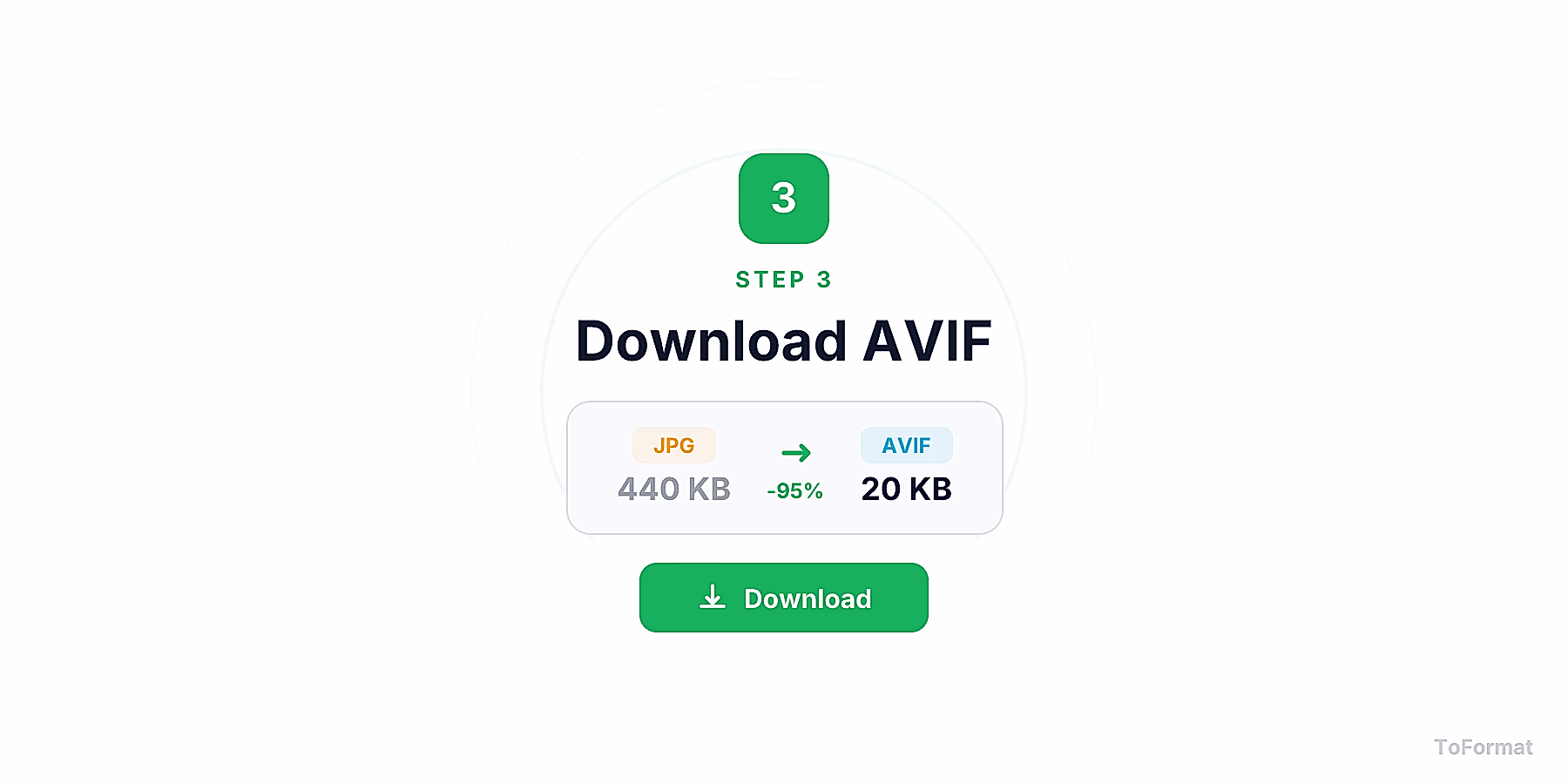 Step 3 — downloading converted AVIF file after JPG to AVIF conversion on ToFormat