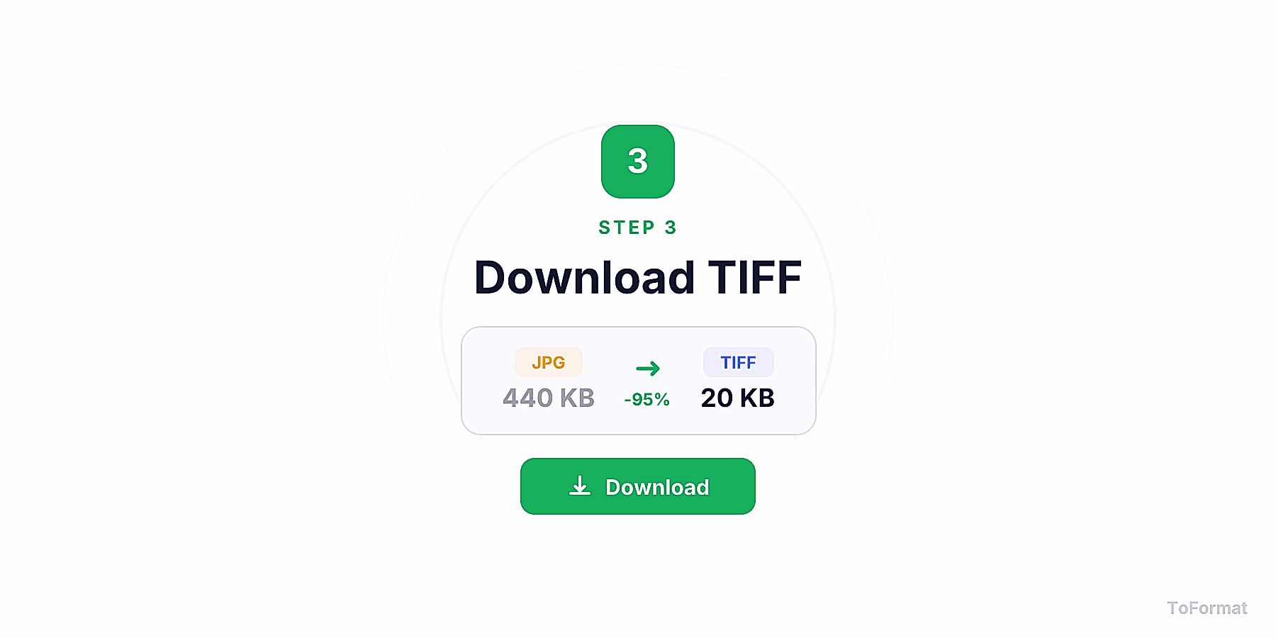 Step 3 — downloading converted TIFF file after JPG to TIFF conversion on ToFormat