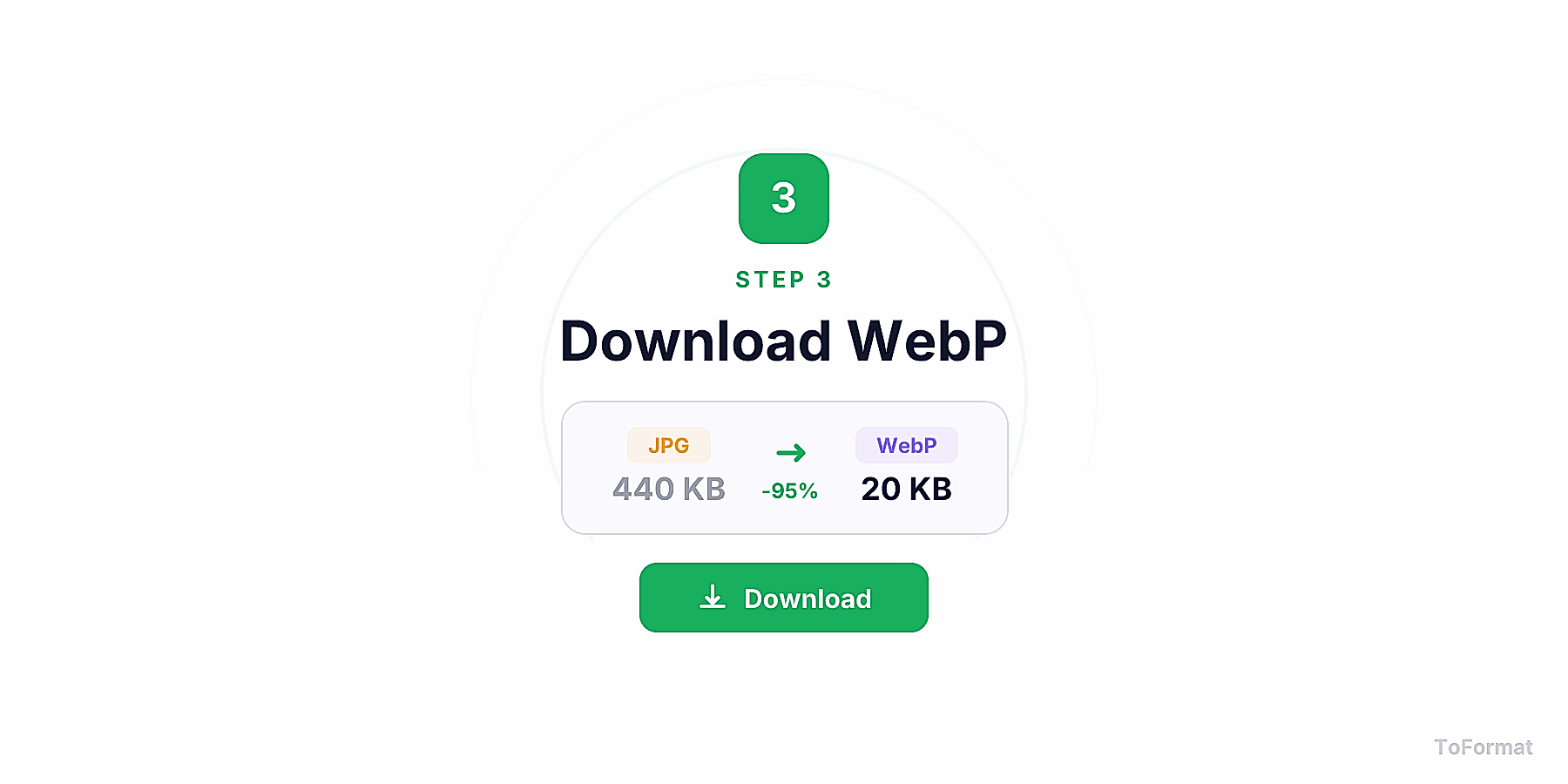 Step 3 — downloading converted WEBP file after JPG to WEBP conversion on ToFormat