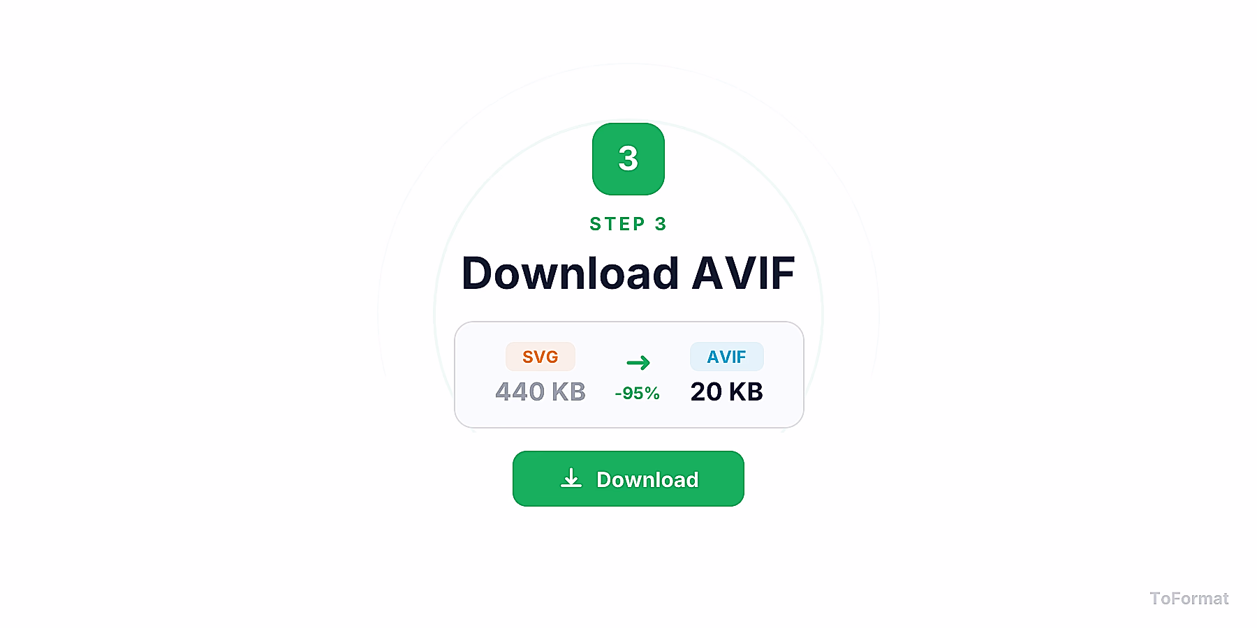Step 3 — downloading converted AVIF file after SVG to AVIF conversion on ToFormat