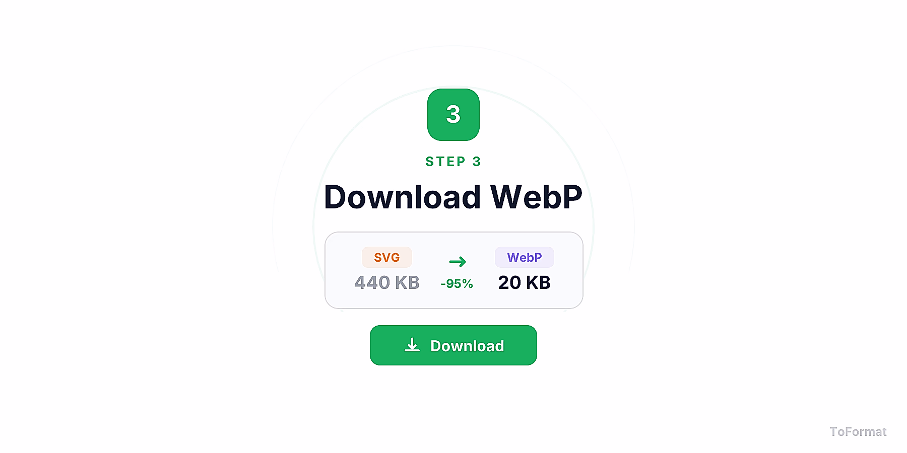 Step 3 — downloading converted WEBP file after SVG to WEBP conversion on ToFormat