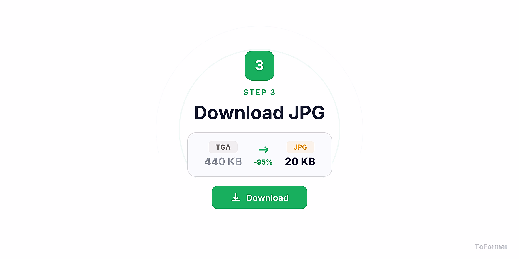 Step 3 — downloading converted JPG file after TGA to JPG conversion on ToFormat