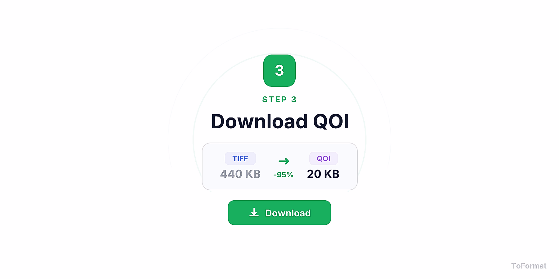 Step 3 — downloading converted QOI file after TIFF to QOI conversion on ToFormat