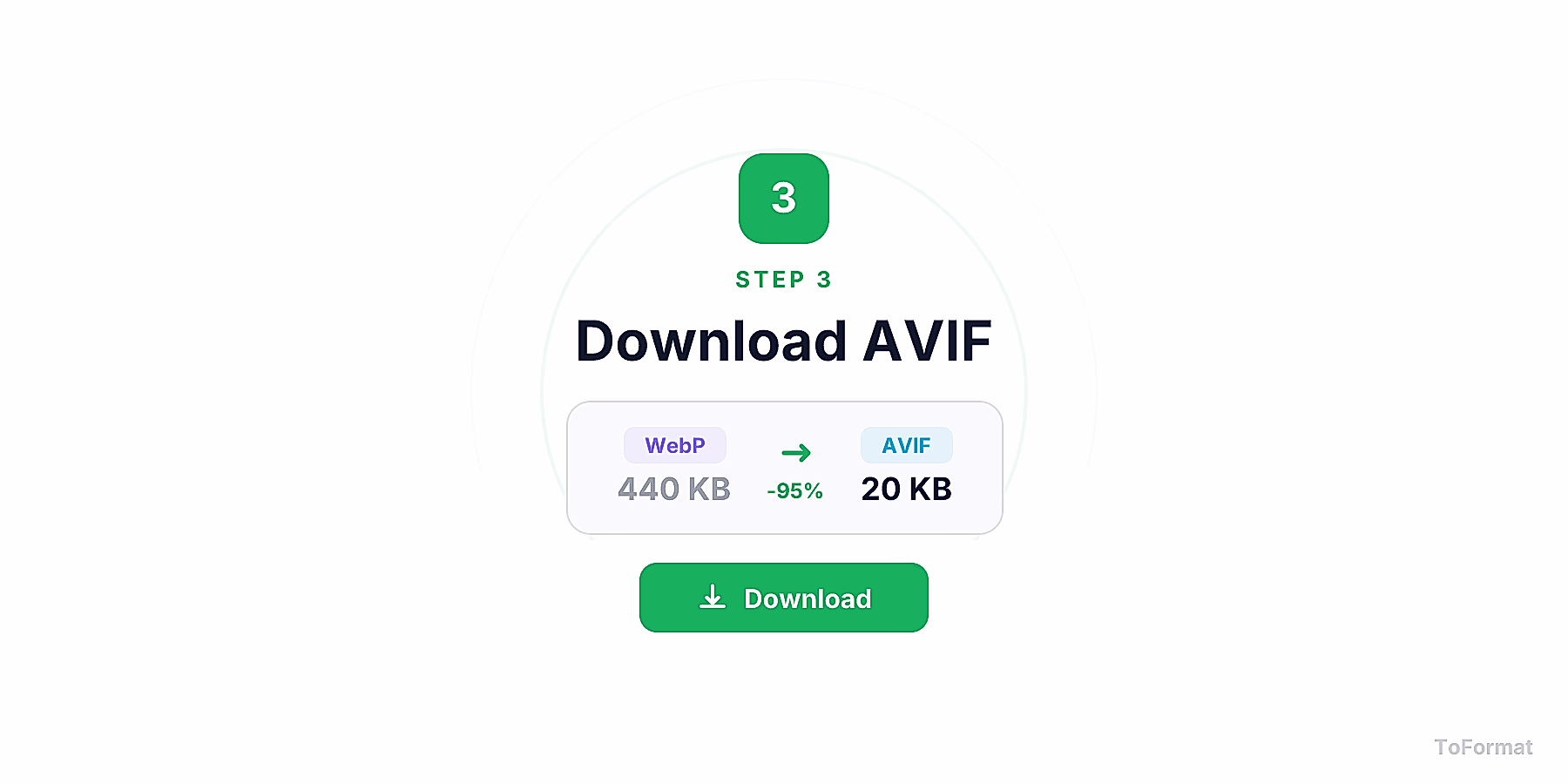 Step 3 — downloading converted AVIF file after WEBP to AVIF conversion on ToFormat