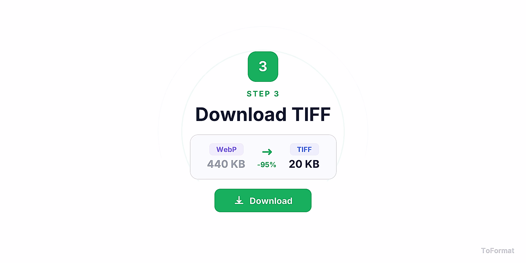 Step 3 — downloading converted TIFF file after WEBP to TIFF conversion on ToFormat