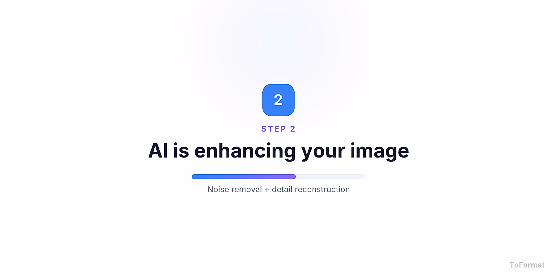 Step 2 — AI processing HEIF image, noise removal and detail reconstruction on ToFormat